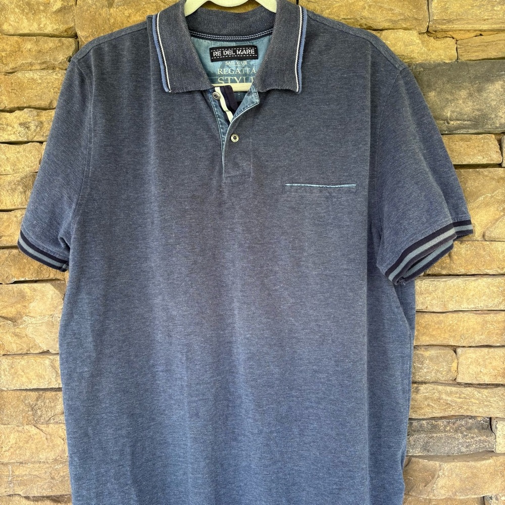 Classic Blue Polo Shirt with‎ Short Sleeves